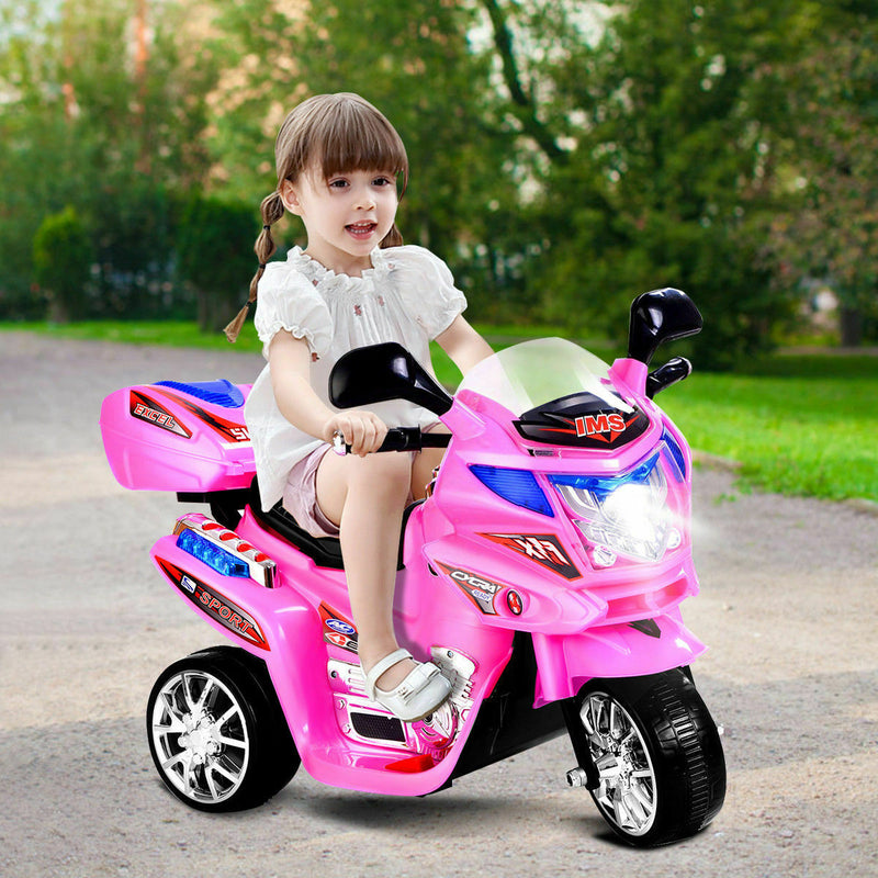 6V Powered 3 Wheels Kids Electric Ride-on Toy Motorcycle-Pink