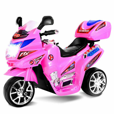 6V Powered 3 Wheels Kids Electric Ride-on Toy Motorcycle-Pink