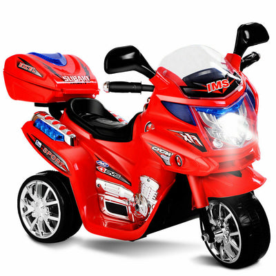 6V Powered 3 Wheels Kids Electric Ride-on Toy Motorcycle-Red