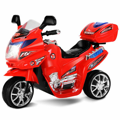 6V Powered 3 Wheels Kids Electric Ride-on Toy Motorcycle-Red