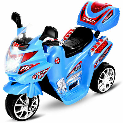 6V Powered 3 Wheels Kids Electric Ride-on Toy Motorcycle-Blue