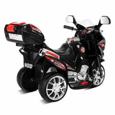 6V Powered 3 Wheels Kids Electric Ride-on Toy Motorcycle-Black