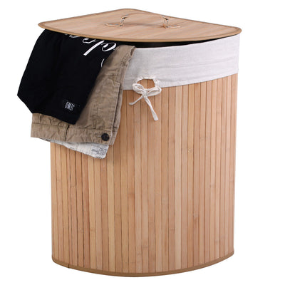 Corner Bamboo Hamper Laundry Basket