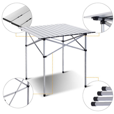 Roll Up Portable folding Camping Aluminum Picnic Table