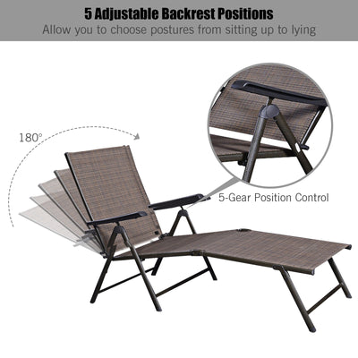 Adjustable outdoor patio pool chaise lounge