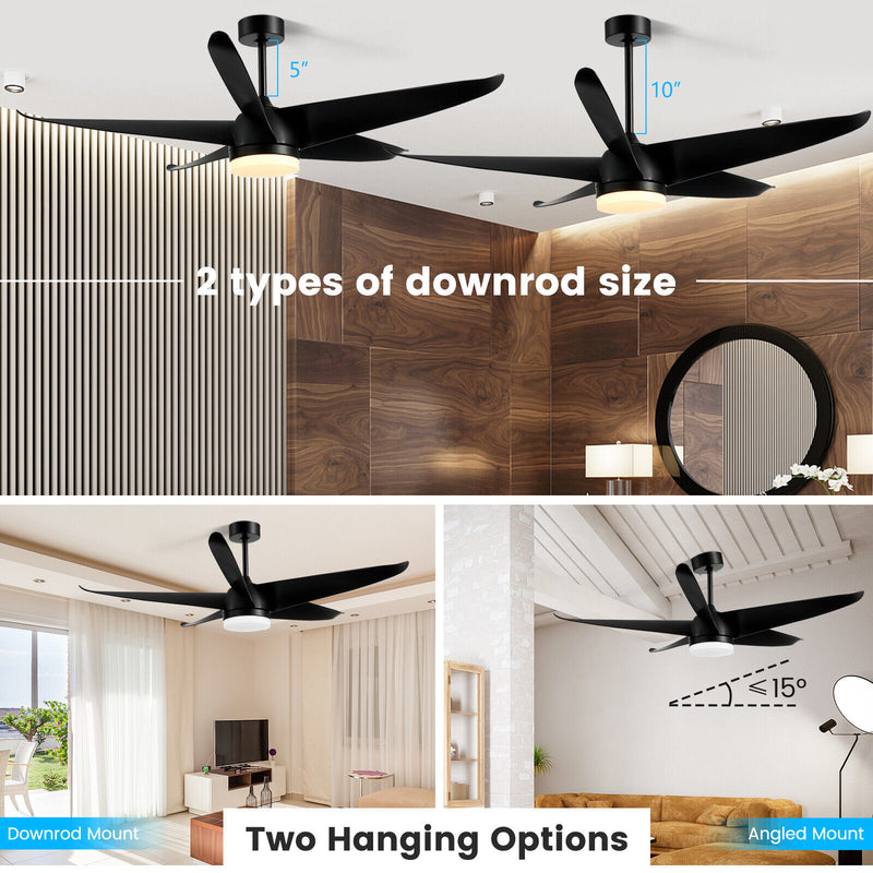 60 Inch Reversible Ceiling Fan with Light-Black