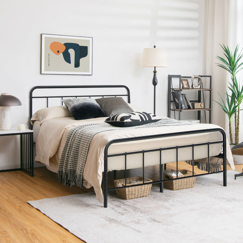 Heavy Duty Metal Platform Bed Frame with Headboard-Queen Size