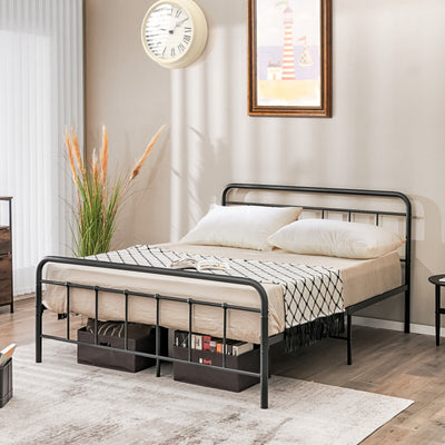 Heavy Duty Metal Platform Bed Frame with Headboard-Queen Size