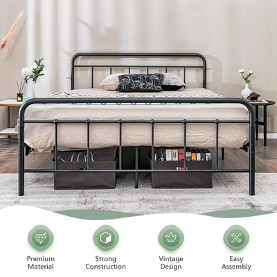 Heavy Duty Metal Platform Bed Frame with Headboard-Queen Size