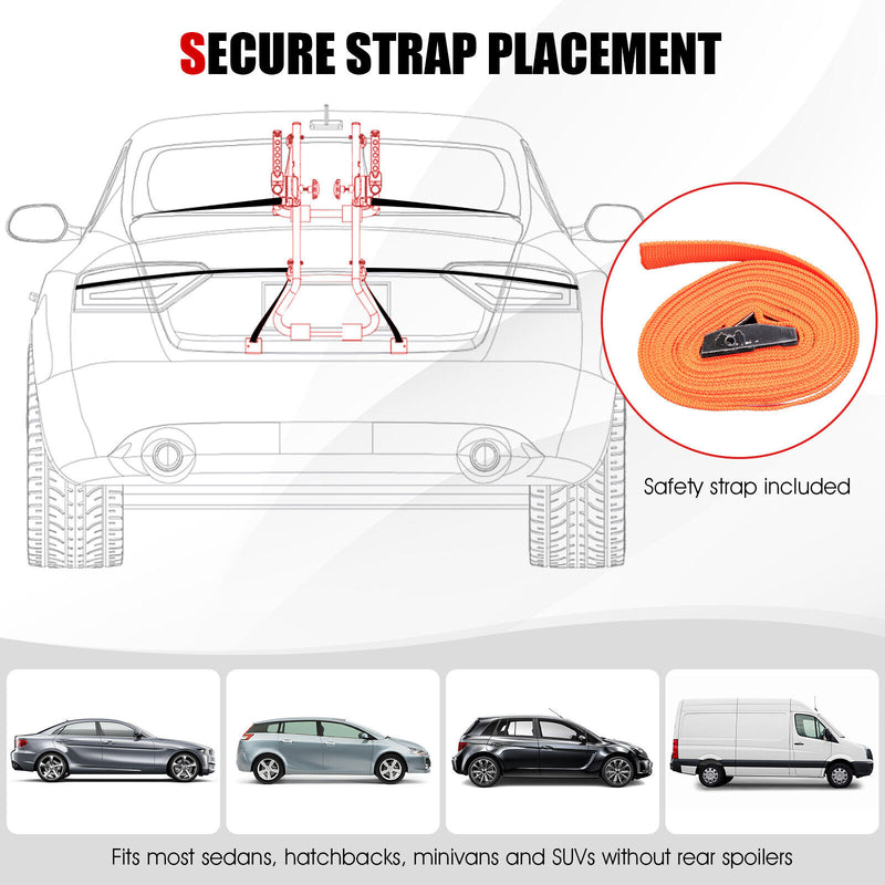 3-Bike Trunk Mounted Bike Rack for Sedan Hatchback Minivan SUV-Black