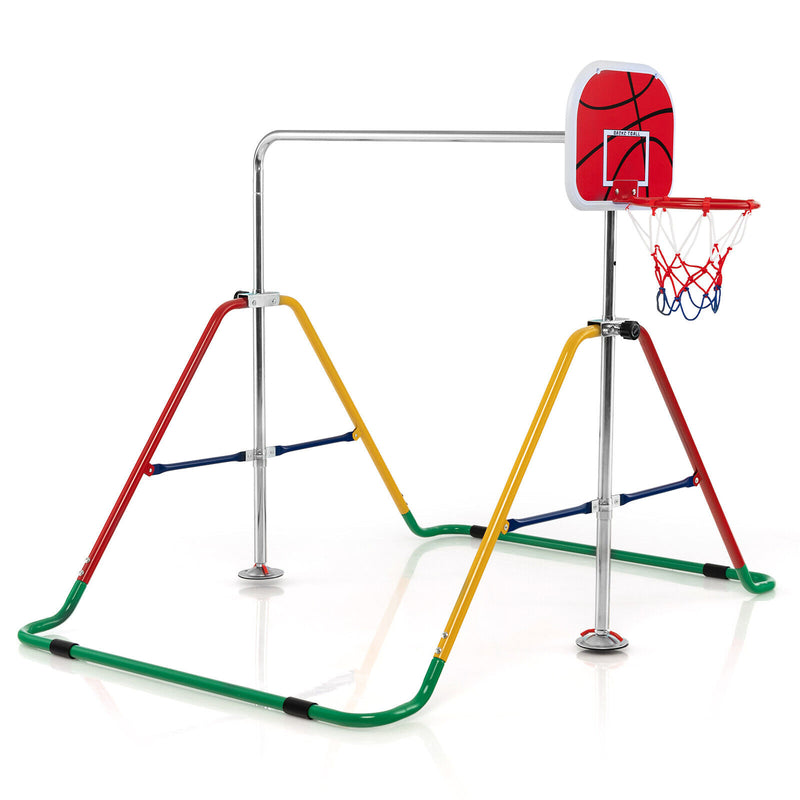 Kids Folding Horizontal Bar with 4 Adjustable Heights-Multicolor