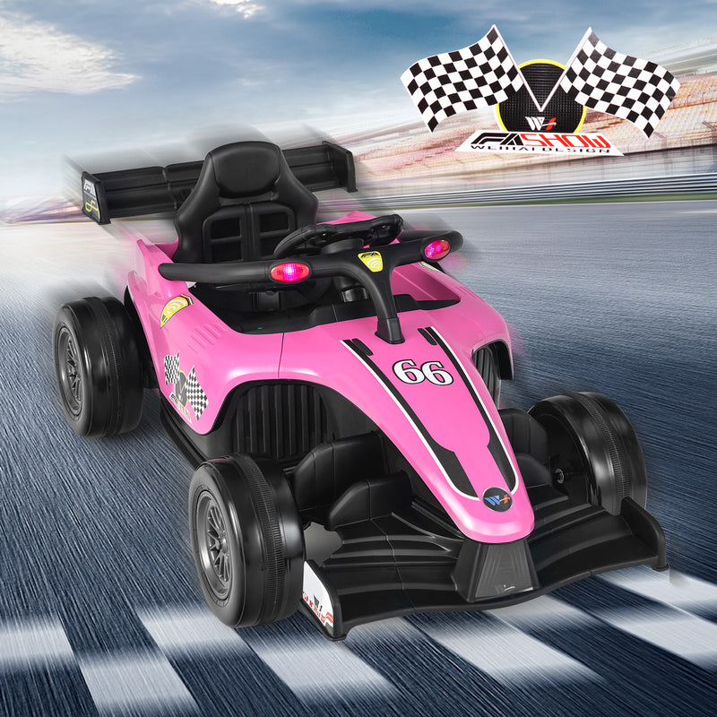 12V Kids Ride on Electric Formula Racing Car with Remote Control-Pink