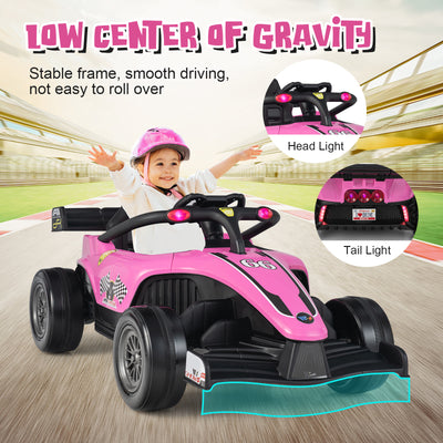 12V Kids Ride on Electric Formula Racing Car with Remote Control-Pink