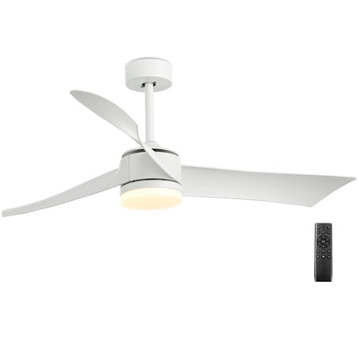 52 Inch Reversible Ceiling Fan with Light-White