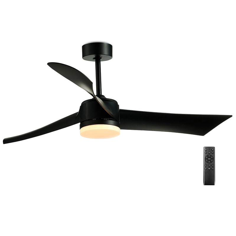 52 Inch Reversible Ceiling Fan with Light-Black