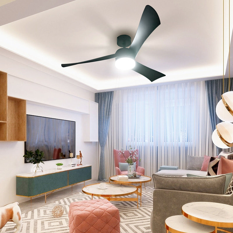 52 Inch Reversible Ceiling Fan with Light-Black