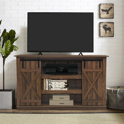 Sliding Barn TV Stand Console Table-Brown