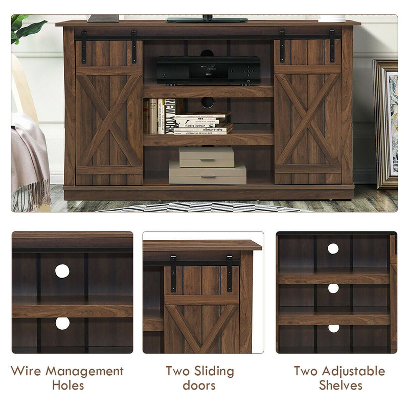 Sliding Barn TV Stand Console Table-Brown