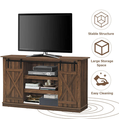 Sliding Barn TV Stand Console Table-Brown