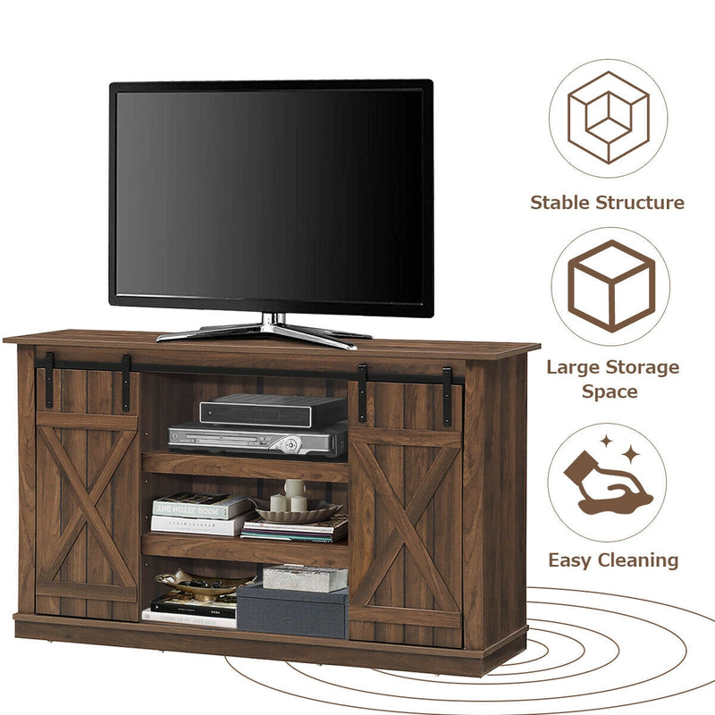 Sliding Barn TV Stand Console Table-Brown