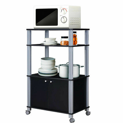 Microwave Rack Stand Rolling Storage Cart-Black