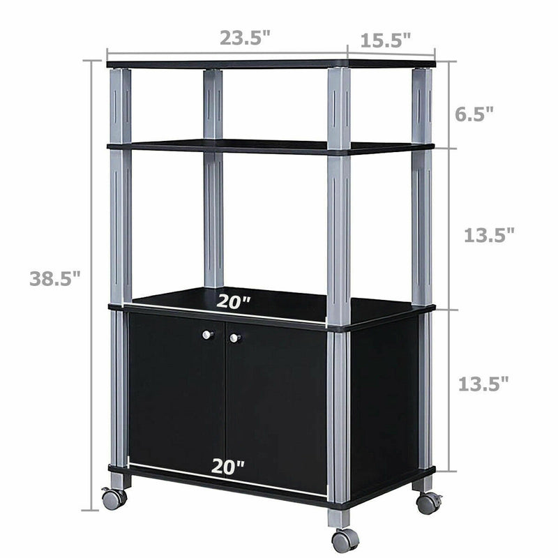 Microwave Rack Stand Rolling Storage Cart-Black