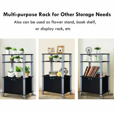 Microwave Rack Stand Rolling Storage Cart-Black