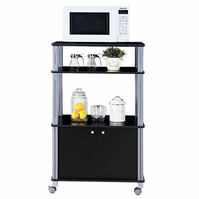 Microwave Rack Stand Rolling Storage Cart-Black