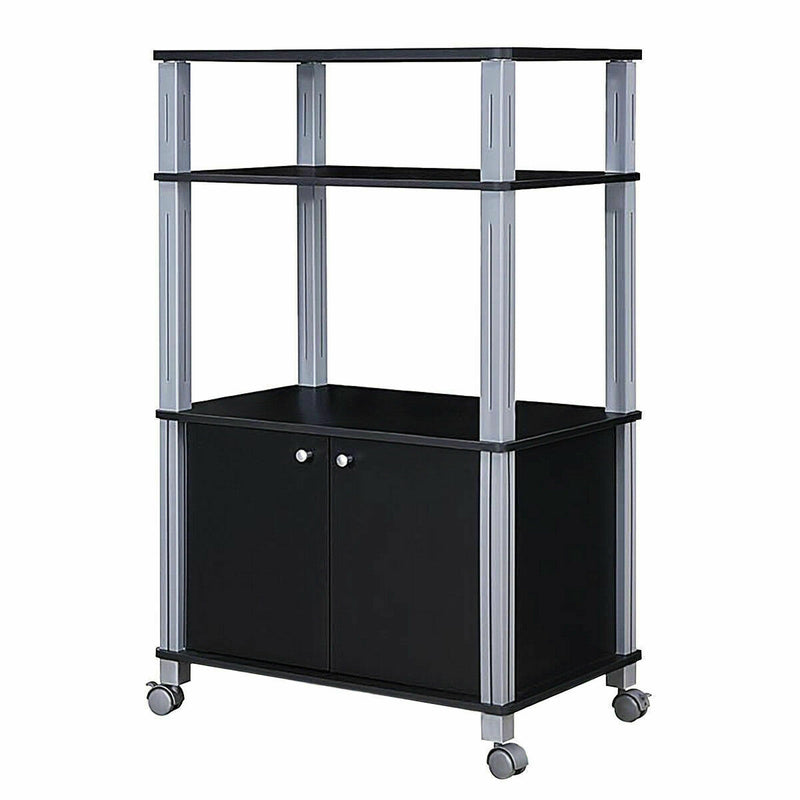 Microwave Rack Stand Rolling Storage Cart-Black