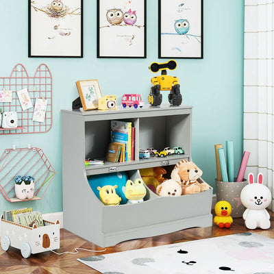 3-Tier Kids Bookcase Storage Organizer-Gray