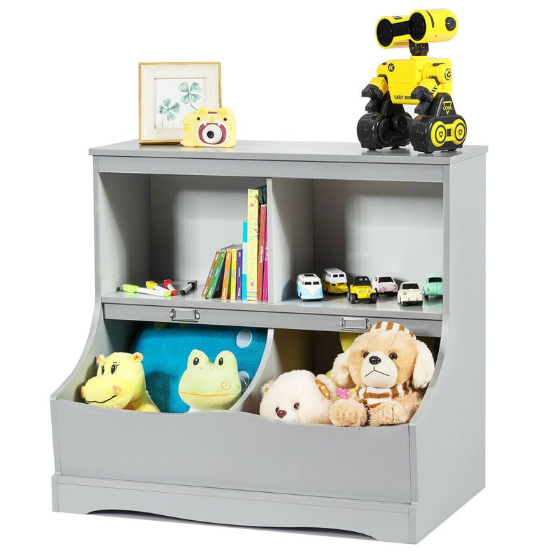 3-Tier Kids Bookcase Storage Organizer-Gray