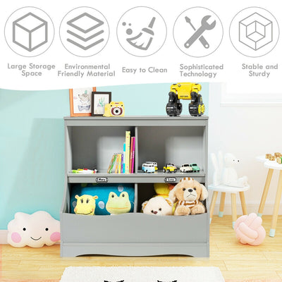 3-Tier Kids Bookcase Storage Organizer-Gray