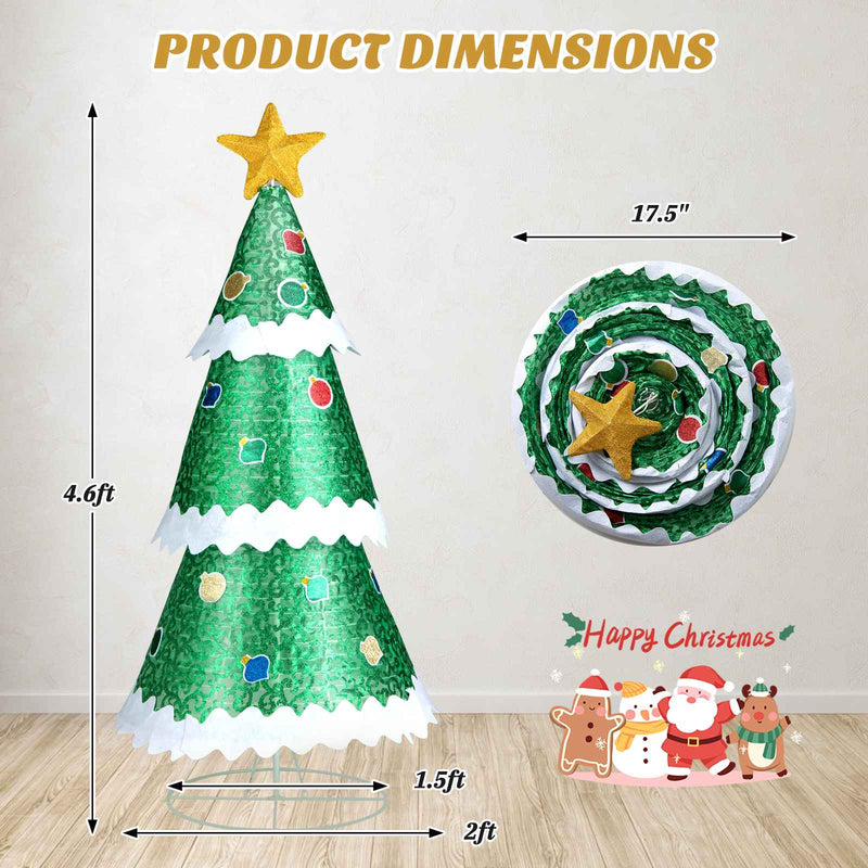 4.6 Feet Pre-Lit Pop-up Christmas Tree with 110 Warm Lights-Green