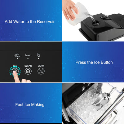 Ice Maker Countertop 44lbs Per Day with Ice Shovel and Self-Cleaning-Black