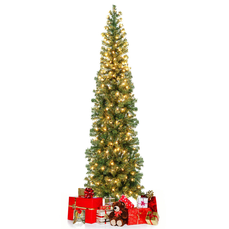 7 Feet Prelit Half-Shape Christmas Tree with 150 Lights