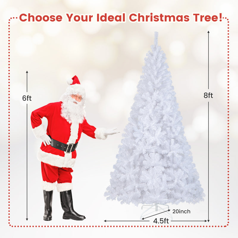 8 ft White Christmas Tree with Solid Metal Stand-8 ft