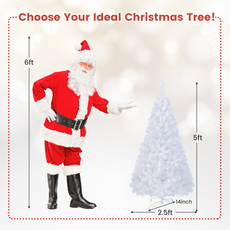 5 ft White Artificial PVC Christmas Tree with Solid Metal Stand-5 ft