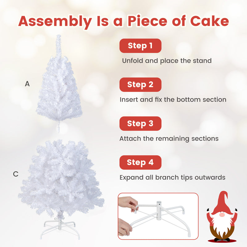 5 ft White Artificial PVC Christmas Tree with Solid Metal Stand-5 ft