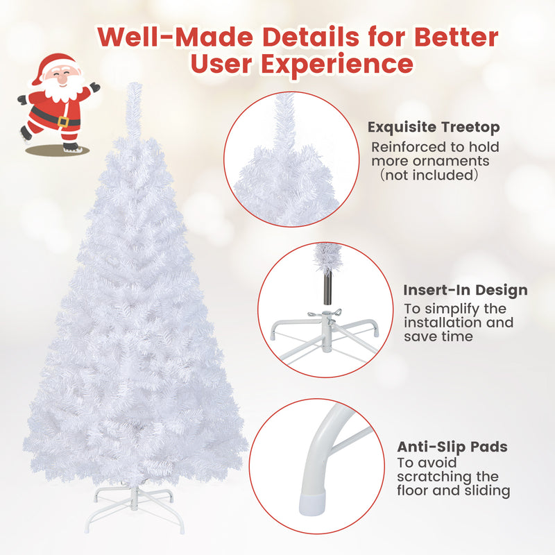 5 ft White Artificial PVC Christmas Tree with Solid Metal Stand-5 ft