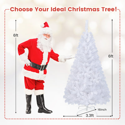 6 ft White Christmas Tree with Solid Metal Stand-6 ft