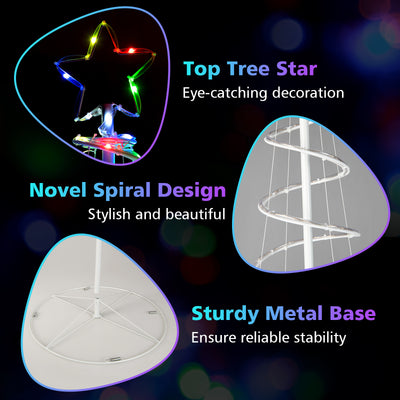 6 Feet Light Up Spiral Christmas Tree with Tree Top Star-White