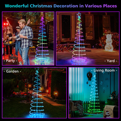 6 Feet Light Up Spiral Christmas Tree with Tree Top Star-White