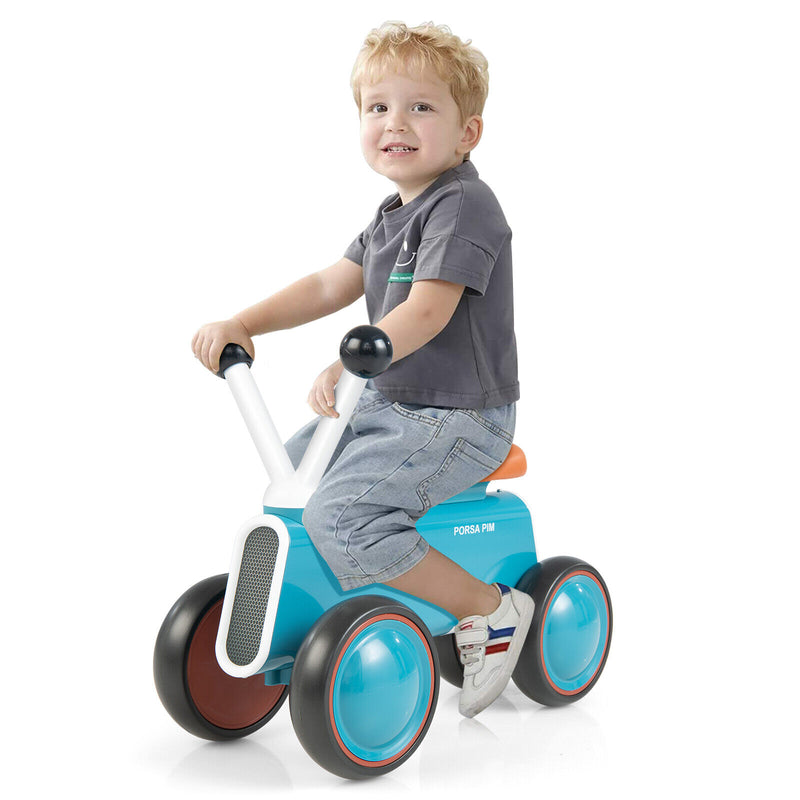 4 Wheels Baby Balance Bike without Pedal-Blue