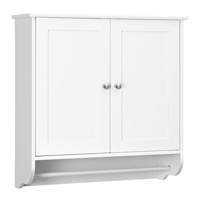 Wall Mounted Bathroom Storage Medicine Cabinet with Towel Bar-White