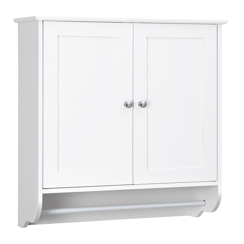 Wall Mounted Bathroom Storage Medicine Cabinet with Towel Bar-White