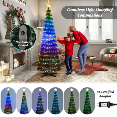 6.2 Feet Pop-up Lighted Christmas Tree with 282 RGB LED Lights-Green