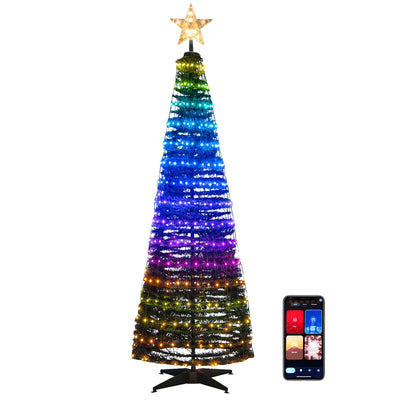 6.2 Feet Pop-up Lighted Christmas Tree with 282 RGB LED Lights-Green