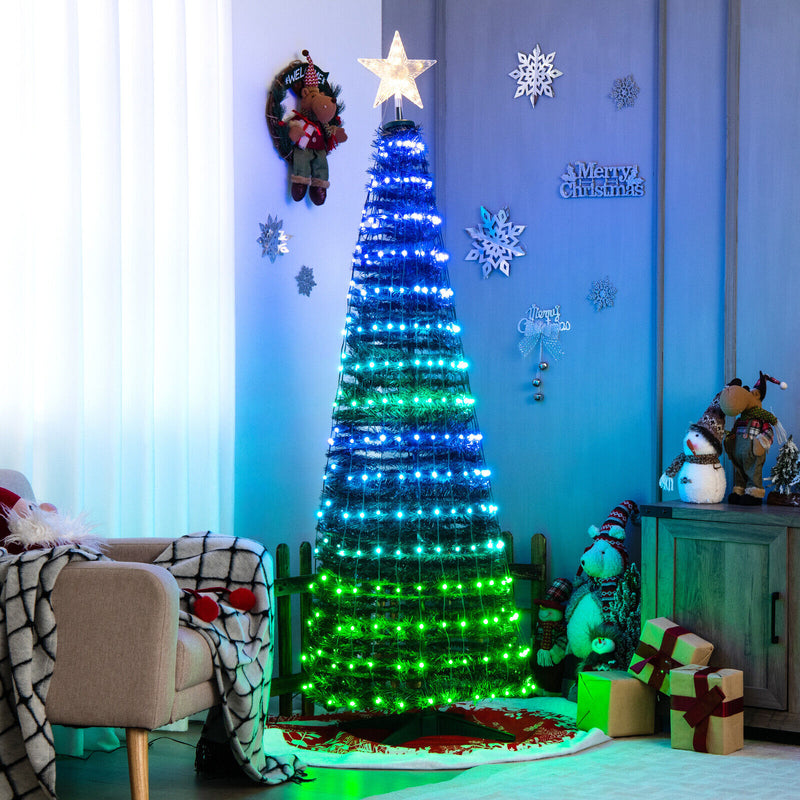 6.2 Feet Pop-up Lighted Christmas Tree with 282 RGB LED Lights-Green