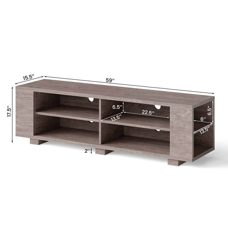 TV Stand Modern Wood Storage Console Entertainment Center-Gray