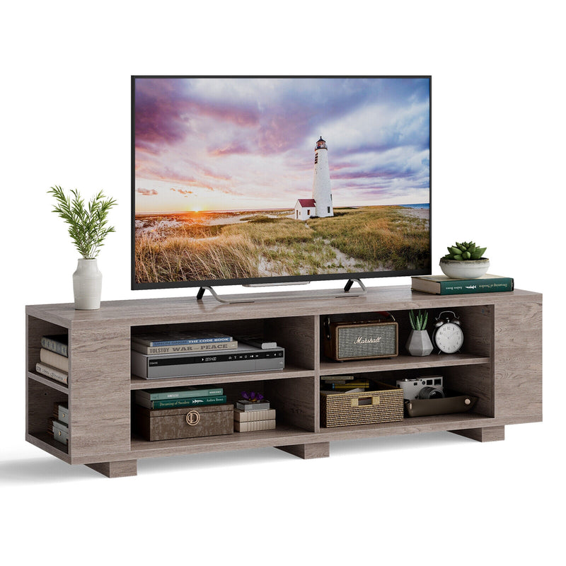 TV Stand Modern Wood Storage Console Entertainment Center-Gray